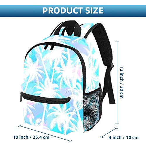 Mochila con diseño de hojas de palma tropical, selva, infinito, floral, exótico, para niños y niñas, jardín de infantes, aperitivos, guardería, escuela, Multicolor, 10x4x12 in