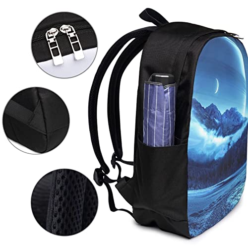 Mochila de viaje para laptop de 17 pulgadas, mochila escolar para estudiantes universitarios, mochila de luna de montaña para hombres y mujeres, luna de montaña, #308