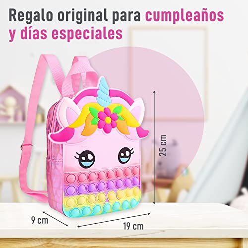 Mochila Infantil de Unicornio para Bebé en la Guardería – Mochila Escolar Pequeña – Juguetes de Regalo de Cumpleaños y Comunión para Niña 1 a 8 Años