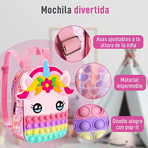 Mochila Infantil de Unicornio para Bebé en la Guardería – Mochila Escolar Pequeña – Juguetes de Regalo de Cumpleaños y Comunión para Niña 1 a 8 Años