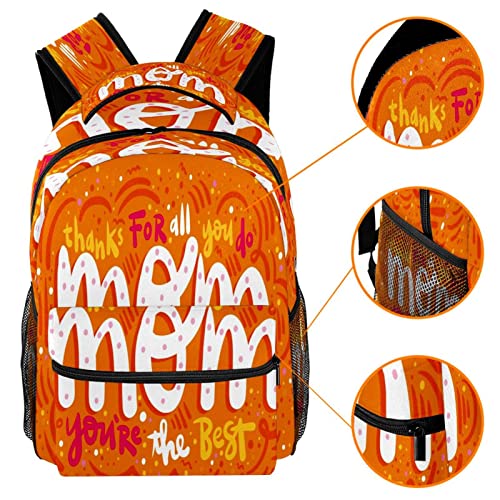 Mochila para Niñas, Niños Pequeños, Niños, Adolescentes, Letras De Burbujas del Día De La Madre Mochila Escolar para Estudiante De Jardín De Infantes De Primaria 29.4x20x40cm