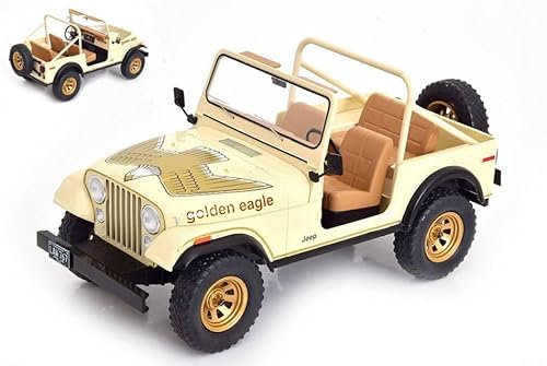 MODELCARGROUP Modelo de escalera compatible con Jeep CJ-7 Gold EAGLE BEIGE DECORATED 1:18 MCG18280