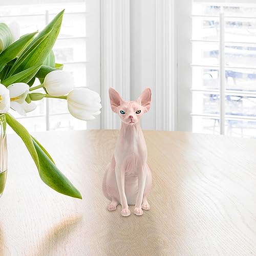 Modelo de simulación de gato sin pelo - Mini figuras de gato para mascotas juguete esfinge gato animales figura juguetes - Modelo de gato sin pelo en miniatura de simulación de 3,74*3,54*1,57 Aallyn