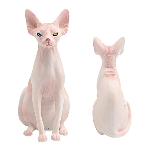 Modelo de simulación de gato sin pelo - Mini figuras de gato para mascotas juguete esfinge gato animales figura juguetes - Modelo de gato sin pelo en miniatura de simulación de 3,74*3,54*1,57 Aallyn