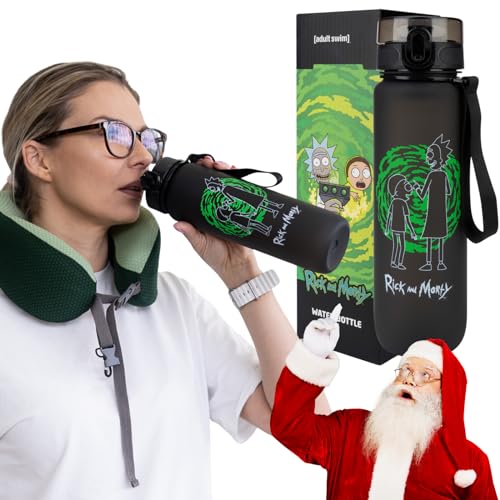 MOMO WAY DC Comics Rick and Morty Botella de Agua en Tritan 1 Litro, Reutilizable Botella deportiva sin BPA con Inserto de fruta para Niños, Gimnasio, Oficina, Colegio, Yoga