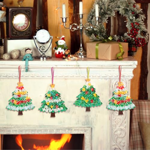 MONCAP 12 unidades de árbol de Navidad para niños, árbol de Navidad, manualidades, invierno, arte de poke, juguetes de bricolaje 3D, juegos de manualidades para niños, Navidad, creativo, bricolaje,