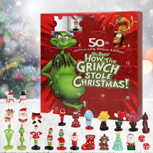 MONCAP Calendario de Adviento de Navidad Grinch 2023, calendario de Adviento de 24 días, Navidad, cuenta atrás con figura Grinch, juguete sorpresa, regalos de Navidad para niños, niñas