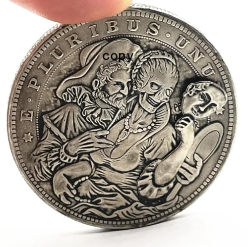 Moneda Conmemorativa Moneda mecánica Botín Romano Morgan Dólar Increíble máscara de Arte Chica Tesoro de coleccionista Regalo Creativo