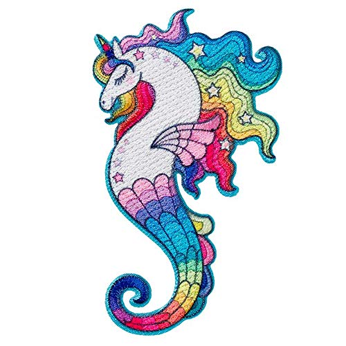 Mono Quick Unicornio de caballito de mar – Parche termoadhesivo, aplicación con plancha