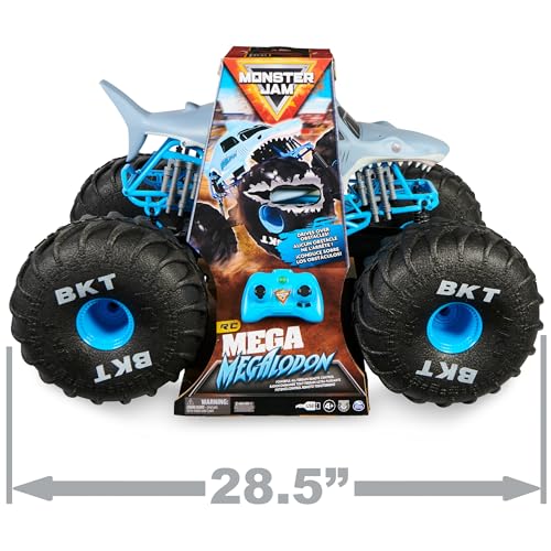 Monster Jam, camión Monstruo Todoterreno Mega Megalodon Oficial por Control Remoto, Escala 1:6, Juguetes para niños y niñas a Partir de 4 años