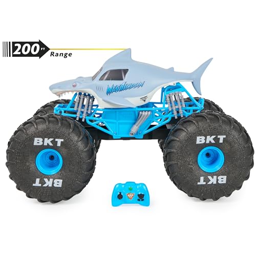 Monster Jam, camión Monstruo Todoterreno Mega Megalodon Oficial por Control Remoto, Escala 1:6, Juguetes para niños y niñas a Partir de 4 años