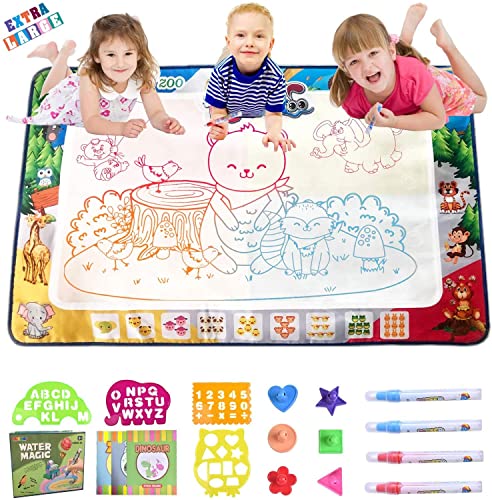 MOONTOY Alfombra Pintar Agua 120x80cm Juguetes Infantil Tapete Magica Regalos Niños 2 - 6 Años