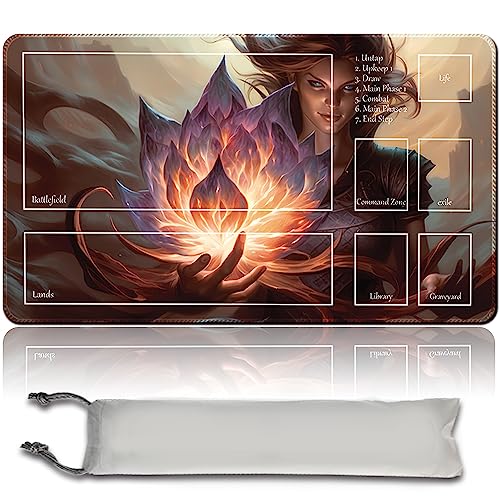 MPLR BOARD GAME Juego de mesa MTG Playmat + bolsa impermeable gratuita, bordes cosidos, superficie de goma suave, MTG PlayMat with Zones (original Black Lotus and Chandra Playmat)