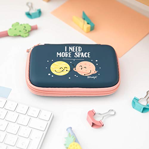 Mr Wonderful Wondee I Need More Space - Estuche Tecnológico con Cremallera, Azul