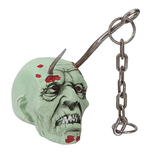 Mrisata Cabeza colgante de Halloween aterradora de plástico sangrienta cabeza colgante para fiesta, cabeza cortada, zombi, aterrador, Halloween, accesorios realistas para colgar, cabeza sangrienta,