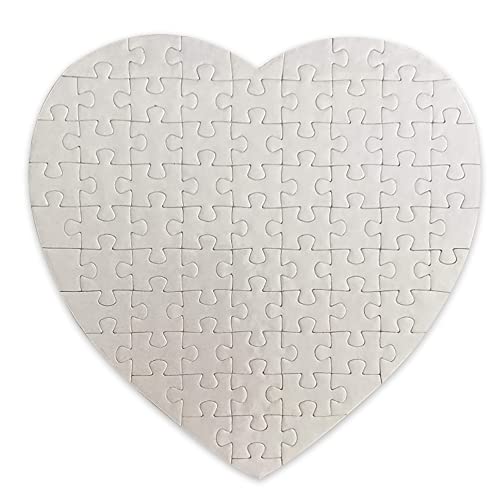 MR.R 6 juegos de rompecabezas de corazón en blanco para sublimación, rompecabezas blanco para prensa de transferencia de calor por sublimación, 7.5 x 7.5 pulgadas, 75 piezas por juego