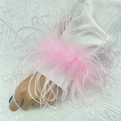 Muñequeras Plumas, Mujeres Brazaletes Plumas,Plumas Blanco Pulsera para Disfraces Halloween, Mangas Plumas Decorativas para Mardi Gras Carnaval Mostrar Juego Fiesta Cosplay (Rosa)