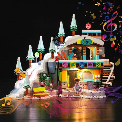 Music Version Kit de luz para Lego Friends Holiday Ski Slope and Café 41756 (no Lego), juego de iluminación LED para Lego Holiday Ski Slope and Café Juguetes creativos