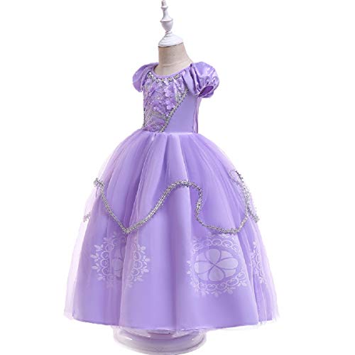 MYRISAM Vestidos de Princesa Sofia para Niñas Disfraz de Carnaval Rapunzel Traje de Halloween Navidad Cumpleaños Fiesta Ceremonia Aniversario Cosplay Vestir con Accesorios 4-5 años