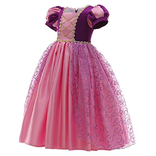 MYRISAM Vestidos de Princesa Sofia para Niñas Disfraz de Carnaval Rapunzel Traje de Halloween Navidad Cumpleaños Fiesta Ceremonia Aniversario Cosplay Vestir 7-8 años