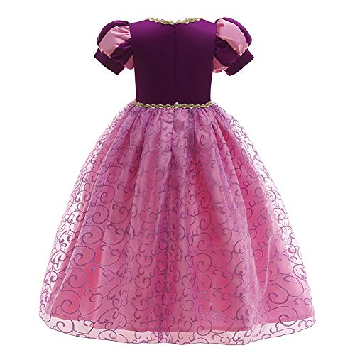 MYRISAM Vestidos de Princesa Sofia para Niñas Disfraz de Carnaval Rapunzel Traje de Halloween Navidad Cumpleaños Fiesta Ceremonia Aniversario Cosplay Vestir 7-8 años