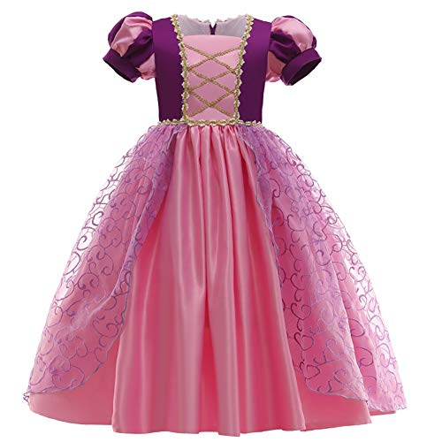 MYRISAM Vestidos de Princesa Sofia para Niñas Disfraz de Carnaval Rapunzel Traje de Halloween Navidad Cumpleaños Fiesta Ceremonia Aniversario Cosplay Vestir 7-8 años