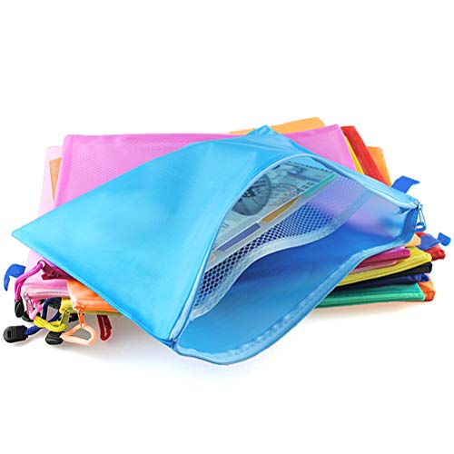 "N/A" 16 Pzs Bolsa de Documentos de Malla A6 Estuches de Plástico Impermeables para Lápices con Cremallera, 23,5 × 11,5 cm, 8 Colores