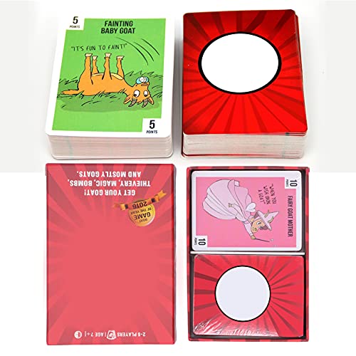 Naipes Familiares, Juego de Cartas Adictivo Y Competitivo con Cabras Los Mejores Juegos de Mesa Familiares para Adultos Y Adolescentes Rellenos de Calcetines para Adolescentes(Rojo)