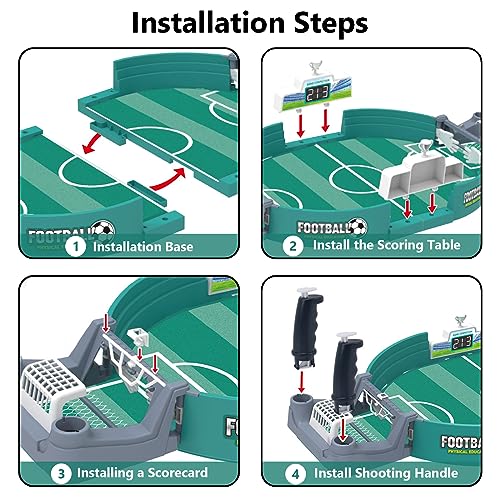 NAMIS Juego de Futbolín Interactivo, Mini Tablero de Fútbol, Juego de Futbolín con 6 Pelotas, Tatuaje de Futbolín de 10 Hojas, Football Table Interactive Game, Futbolín De Mesa para Niños y Adultos