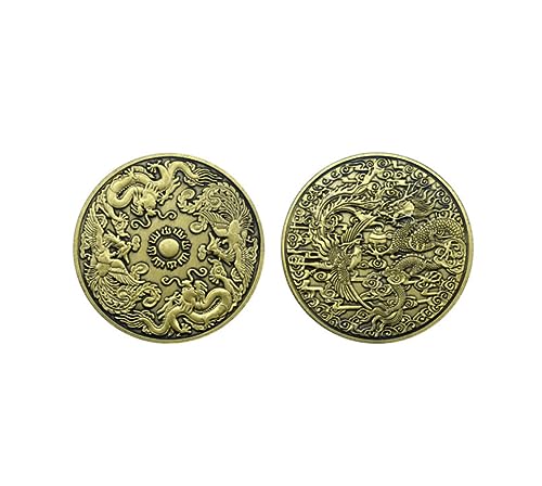 NEBBAN Monedas Conmemorativas Dragón Retro Y Fénix Medalla De Amuleto De Moneda Auspiciosa Mascota Regalo De Moneda