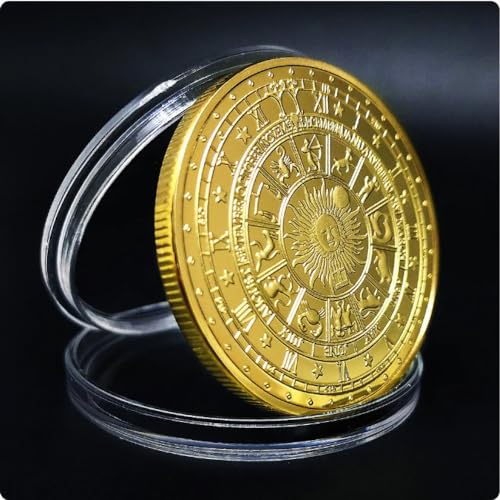 NEBBAN Monedas Conmemorativas Tarot Deseo Moneda Conmemorativa Sol Sol Luna Constelación Zodíaco Lucky Feng Shui Monedas Chapadas En Oro