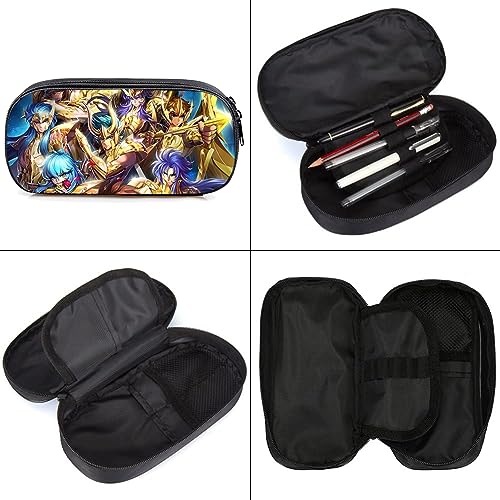 Negro Estuche para Lápices,Estuche Escolar Niño,Saint Seiya Multifuncional Estuche De Lápices De Gran Capacidad Saint Seiya Bolsa De Lápiz Organizador De Papelería para Estudiantes