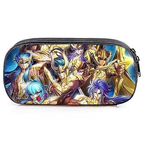 Negro Estuche para Lápices,Estuche Escolar Niño,Saint Seiya Multifuncional Estuche De Lápices De Gran Capacidad Saint Seiya Bolsa De Lápiz Organizador De Papelería para Estudiantes