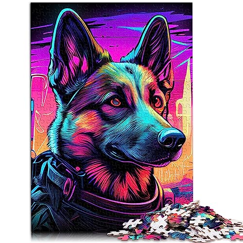 Neon War Dogs Puzzle 1000 Piezas Rompecabezas de Madera para Adultos Familia 14.96 x 20.47 Pulgadas Puzzle para Adultos