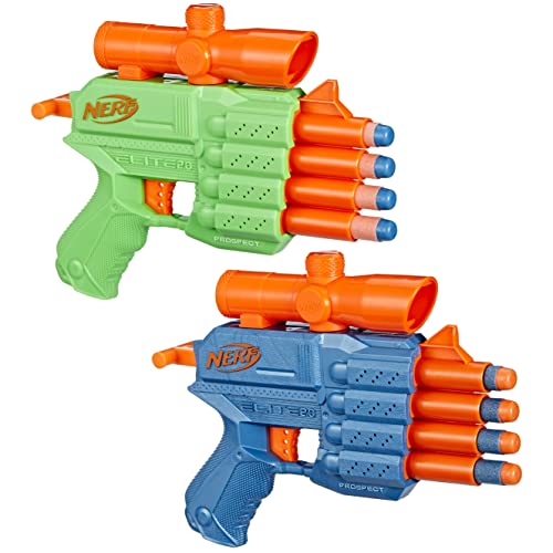 Nerf Elite 2.0 - Juego de Objetivos Face Off - 2 lanzadardos, Objetivo y 12 Dardos Nerf Elite - Lanzador de Dardos de Espuma para niños y niñas - Juegos en Exteriores