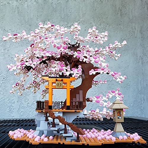 NEWRICE Casa del árbol de Sakura Juegos de Bloques de construcción con Luces,Kit de construcción del Santuario Inari,para Adultos o Mayores de 10 años,niños y niñas (1103 Piezas)