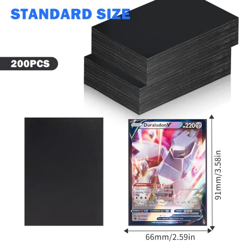 Niaetuto 200 Fundas Cartas, 66 x 91mm Transparente Fundas para Tarjetas Estándar, Negro Fundas para Cartas de Comercio, Card Sleeves para Tarjetas Mágicas, Yu-Gi-Oh Cartas, MTG