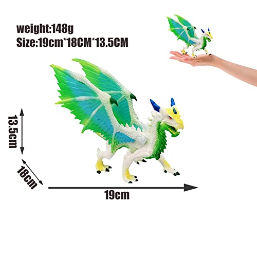 Niños Dragon Figure Model,Plastic Figure Realistic Dragon Model Collection Juguete Educativo de dragón para decoración del hogar(Dragón de hielo verde)