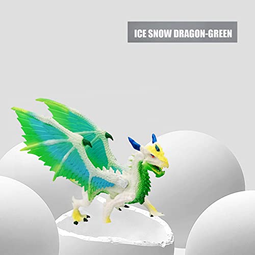 Niños Dragon Figure Model,Plastic Figure Realistic Dragon Model Collection Juguete Educativo de dragón para decoración del hogar(Dragón de hielo verde)