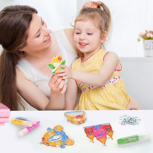 NIRWA Juego de Manualidades de Pintura de Cristal DIY - Juego de Artes y Manualidades de Cristal | Los niños hornean Pintura de Pegamento de Cristal Gratis para niños, niñas y niños