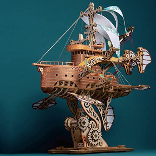 Novaray Puzzle steampunk 3D, 421 piezas DIY fantasía nave espacial artesanía obra maestra en 80 días alrededor del mundo 3D steampunk rompecabezas modelo de juguete, para decoración del hogar, 22 x