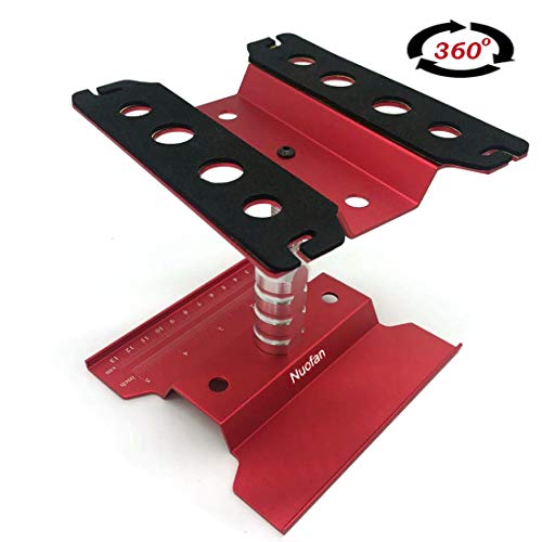 Nuofan RC Car Work Stand Aluminum Repair Workstation 360 Degree Rotation Lift Lower w/Screw Tray for 1/8 1/10 1/12 1/16 Scale Traxxas TRX4 Axial Arrma Redcat Losi RC Crawler Monster Truck Buggy