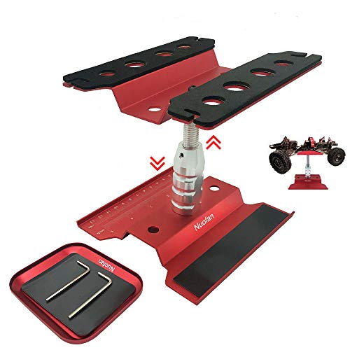 Nuofan RC Car Work Stand Aluminum Repair Workstation 360 Degree Rotation Lift Lower w/Screw Tray for 1/8 1/10 1/12 1/16 Scale Traxxas TRX4 Axial Arrma Redcat Losi RC Crawler Monster Truck Buggy