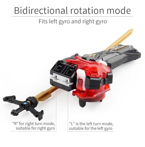 OBEST Bley Lanzador de Peonza, B-200 Custom Burst Launcher de LR Doble Dirección Lzquierdo y Derecho para Todos Blade Peonzas Batalla Juguetes, Negro