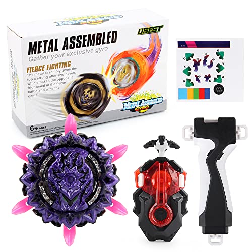 OBEST Bley Peonzas de Batalla con Lanzadors Niños Juguetes, B-169 Gyro Spinners de Metal Fusion 4D Turbo Burst y Launcher y Manillar Blade Set, para Niños Navidad Cumpleaños Regalo de Año Nuevo