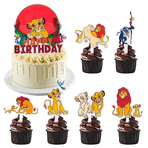 OCDSLYGB El Rey León Cake Topper 7PCS El Rey León Cupcake Topper Decoración para Tarta de Stitch Cumpleaños Regalos Figuras de Pastel, Decoraciones de Cumpleaños para Niños