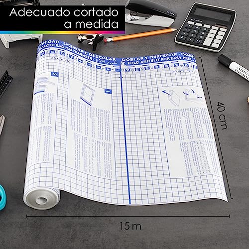 OfficeTree Rollo Forro Libros Adhesivo 15m x 40cm 60 μ Fuerte - Rollo para Forrar Libros Autoadhesivo - Protector Libros - Forro Libros Autoadhesivo Transparente - Fabricado en Alemania