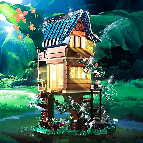 OKKIDY Tree House Building Toys, Friends Treehouse Building Blcok STEM Creative Forest House Street View Sets 4 Seasons in 1 Tree House Display for 6 7 8 9 10+ Kids Christmas Birthday Gift (1155