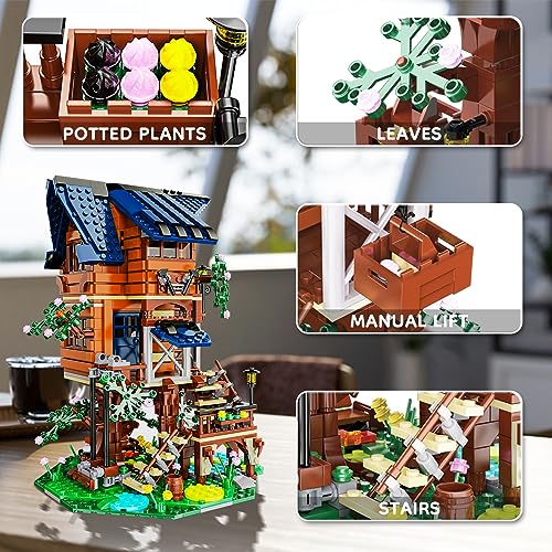 OKKIDY Tree House Building Toys, Friends Treehouse Building Blcok STEM Creative Forest House Street View Sets 4 Seasons in 1 Tree House Display for 6 7 8 9 10+ Kids Christmas Birthday Gift (1155