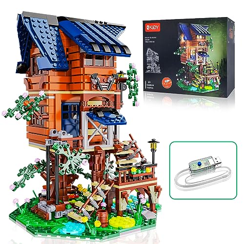 OKKIDY Tree House Building Toys, Friends Treehouse Building Blcok STEM Creative Forest House Street View Sets 4 Seasons in 1 Tree House Display for 6 7 8 9 10+ Kids Christmas Birthday Gift (1155